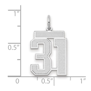 14k White Gold Medium Satin Number 31 Charm