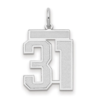 14k White Gold Medium Satin Number 31 Charm