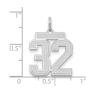 14k White Gold Medium Satin Number 32 Charm