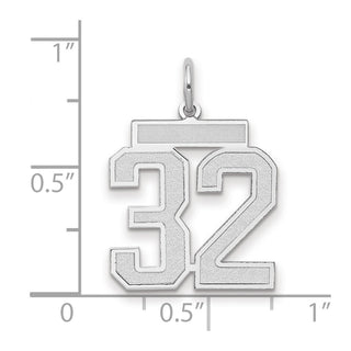 14k White Gold Medium Satin Number 32 Charm