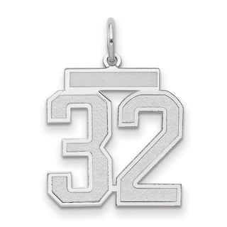 14k White Gold Medium Satin Number 32 Charm
