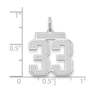 14k White Gold Medium Satin Number 33 Charm