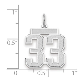 14k White Gold Medium Satin Number 33 Charm