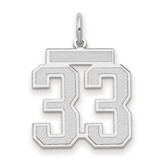 14k White Gold Medium Satin Number 33 Charm