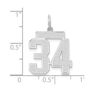 14k White Gold Medium Satin Number 34 Charm