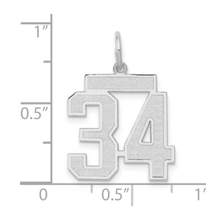 14k White Gold Medium Satin Number 34 Charm