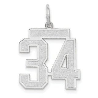 14k White Gold Medium Satin Number 34 Charm