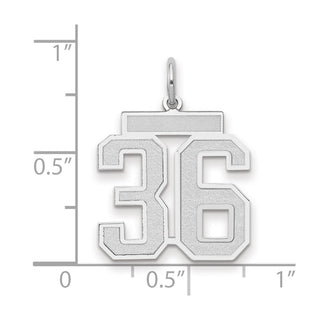 14k White Gold Medium Satin Number 36 Charm