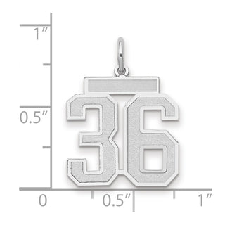 14k White Gold Medium Satin Number 36 Charm