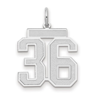 14k White Gold Medium Satin Number 36 Charm