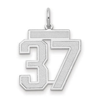 14k White Gold Medium Satin Number 37 Charm