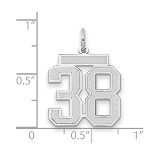 14k White Gold Medium Satin Number 38 Charm