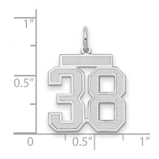 14k White Gold Medium Satin Number 38 Charm