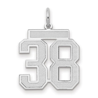 14k White Gold Medium Satin Number 38 Charm