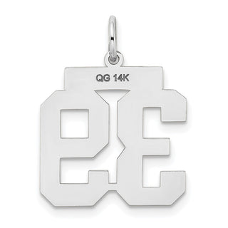 14k White Gold Medium Satin Number 39 Charm