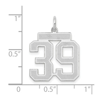 14k White Gold Medium Satin Number 39 Charm