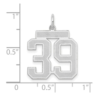 14k White Gold Medium Satin Number 39 Charm