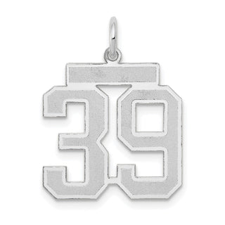 14k White Gold Medium Satin Number 39 Charm
