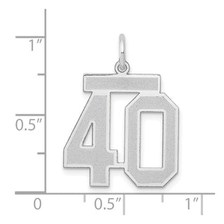 14k White Gold Medium Satin Number 40 Charm