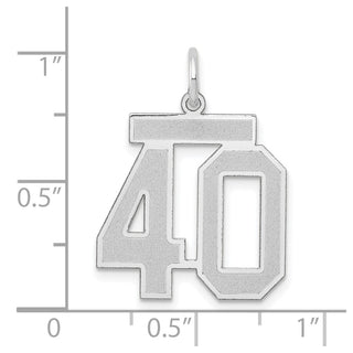 14k White Gold Medium Satin Number 40 Charm