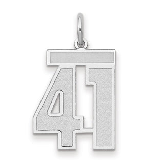 14k White Gold Medium Satin Number 41 Charm