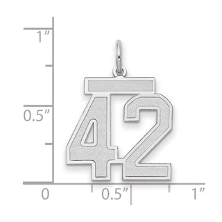 14k White Gold Medium Satin Number 42 Charm