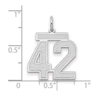 14k White Gold Medium Satin Number 42 Charm