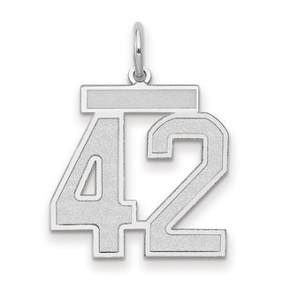 14k White Gold Medium Satin Number 42 Charm