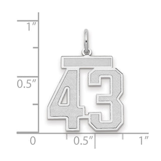14k White Gold Medium Satin Number 43 Charm