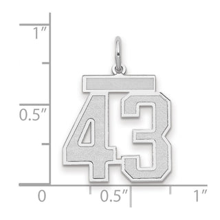 14k White Gold Medium Satin Number 43 Charm