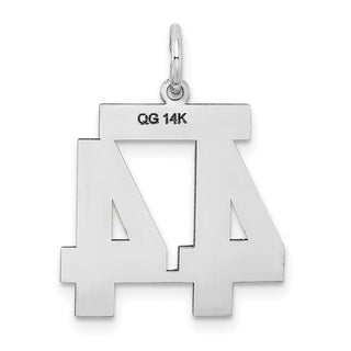 14k White Gold Medium Satin Number 44 Charm
