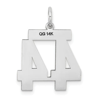 14k White Gold Medium Satin Number 44 Charm