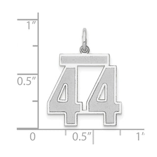 14k White Gold Medium Satin Number 44 Charm
