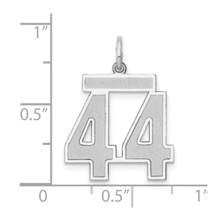 14k White Gold Medium Satin Number 44 Charm