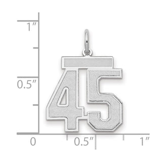 14k White Gold Medium Satin Number 45 Charm