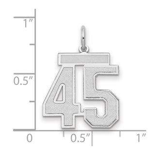 14k White Gold Medium Satin Number 45 Charm