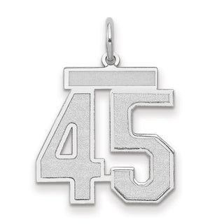 14k White Gold Medium Satin Number 45 Charm