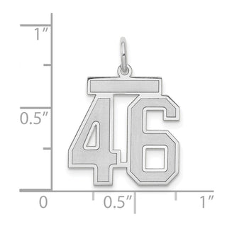 14k White Gold Medium Satin Number 46 Charm