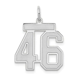 14k White Gold Medium Satin Number 46 Charm