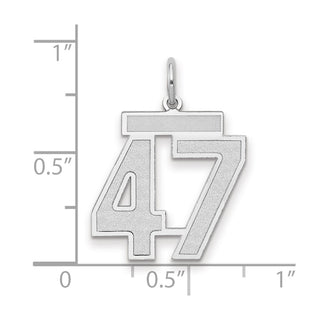 14k White Gold Medium Satin Number 47 Charm