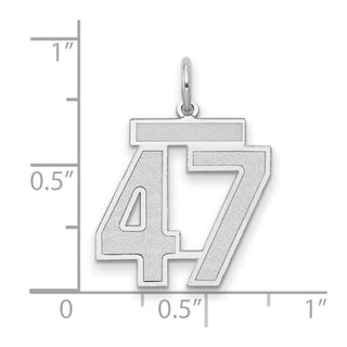 14k White Gold Medium Satin Number 47 Charm