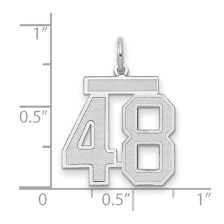 14k White Gold Medium Satin Number 48 Charm