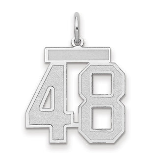14k White Gold Medium Satin Number 48 Charm