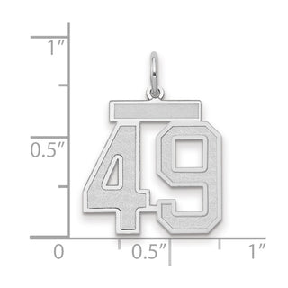 14k White Gold Medium Satin Number 49 Charm
