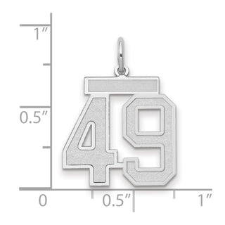 14k White Gold Medium Satin Number 49 Charm