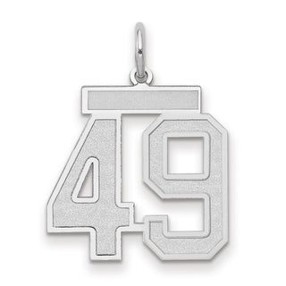 14k White Gold Medium Satin Number 49 Charm