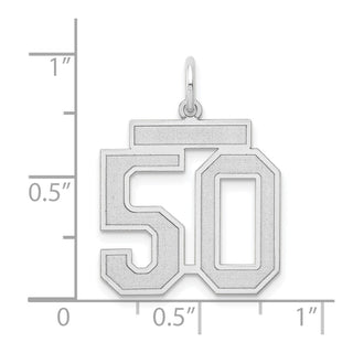 14k White Gold Medium Satin Number 50 Charm