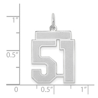 14k White Gold Medium Satin Number 51 Charm