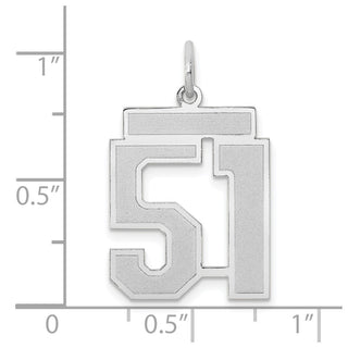 14k White Gold Medium Satin Number 51 Charm