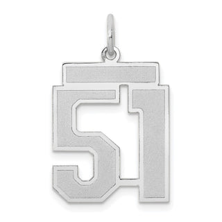 14k White Gold Medium Satin Number 51 Charm